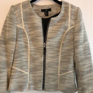 H&M white tweed short blazer